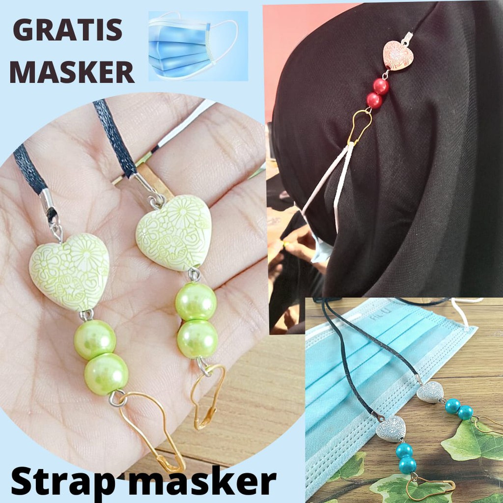 Gantungan Masker Hijab strap Love Kalung Master Strap Masker Manik Love Tali Strap makser Mutiara