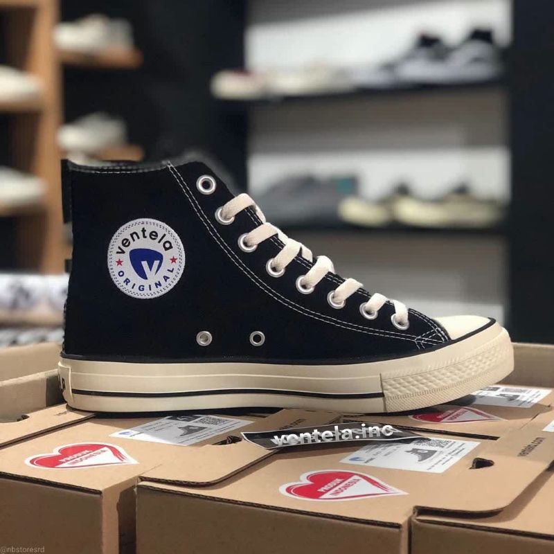 Sepatu ventela 70s ethnic high black natural original-BLACK NATURAL HIGH