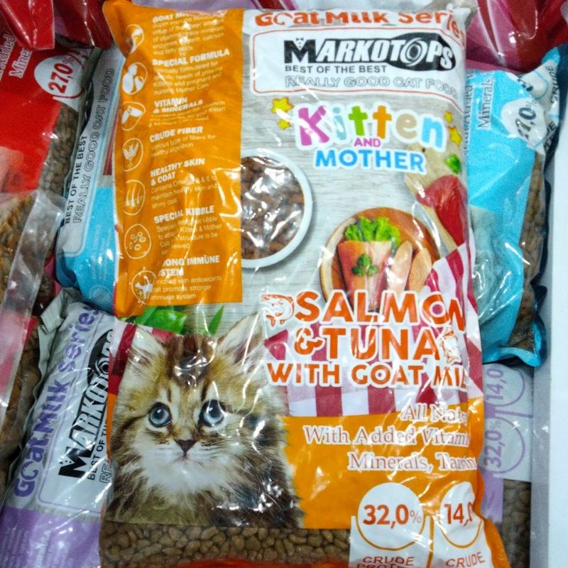 Makanan kucing markotop kitten mother salmon tuna 1 kg (Oren)