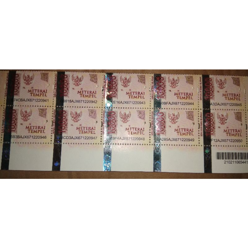 

Meterai tempel 10000 harga tertera untuk 10 pcs