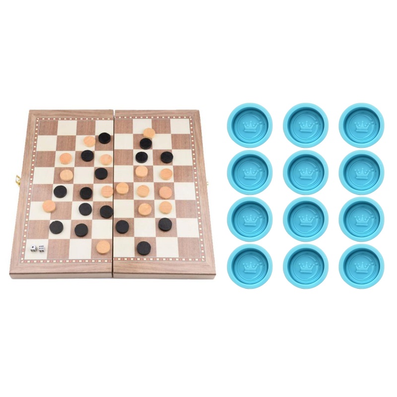 SIY  12 Pcs/Set International Chess Shape Epoxy Resin Mold Checkers Silicone Mould DIY Crafts Jewelry Decorations Making Tools