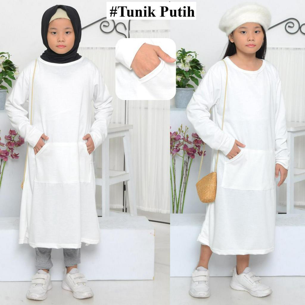 Tunik Polos Putih Bahan BabyTery - Tunik Muslim - Tunik Polos