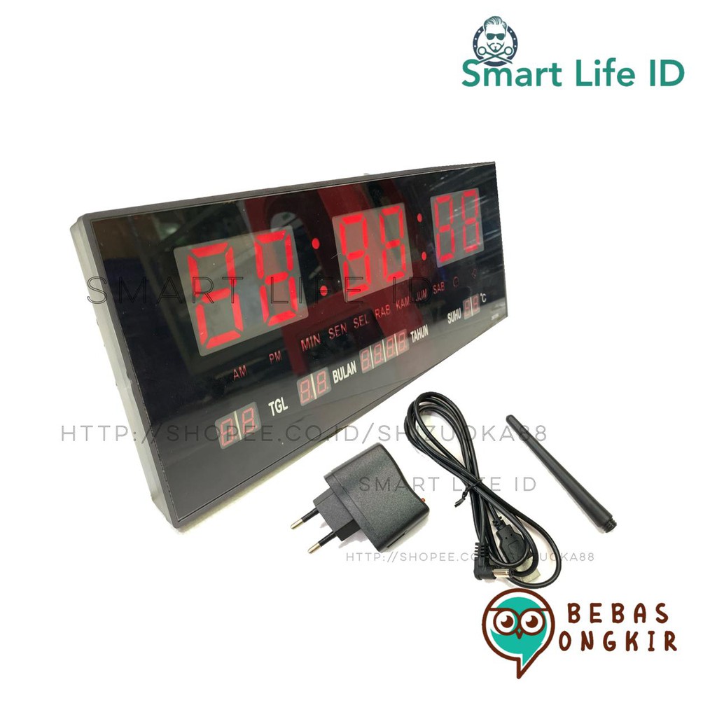 Jam Dinding LED Digital Alarm Clock Jam Meja Dekorasi Hiasan Dinding Rumah XY 3615 Merah