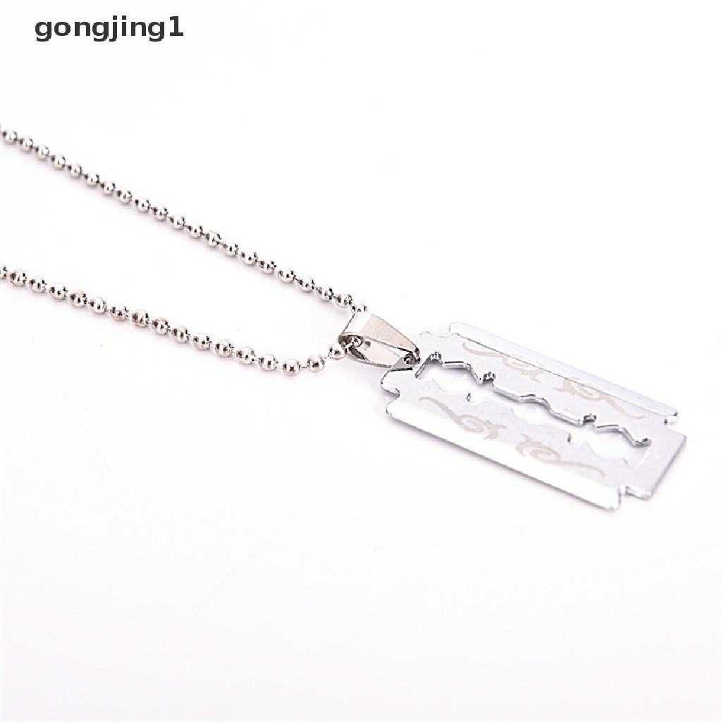 Kalung Rantai Dengan Liontin Pisau Cukur Bahan Stainless Steel Untuk Pria