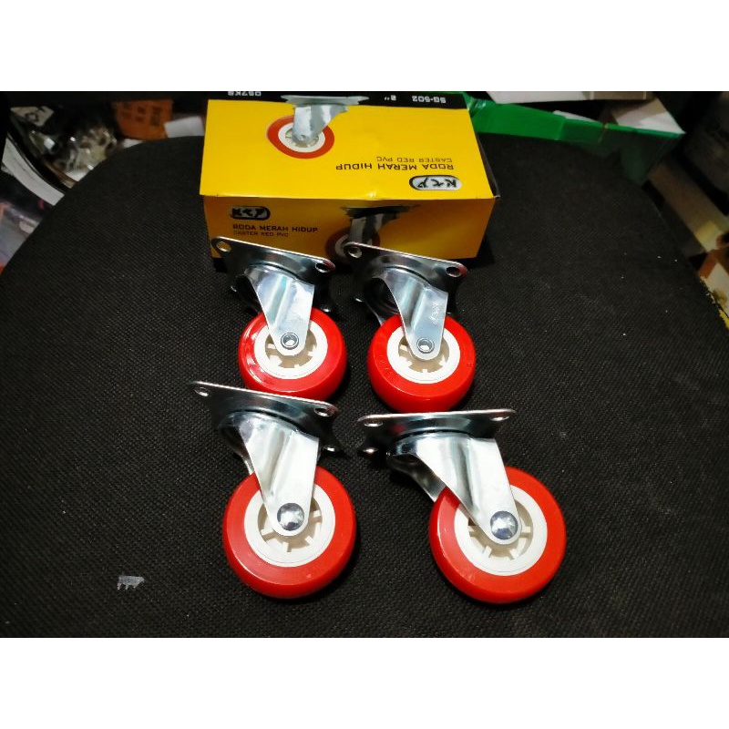 roda merah hidup 2 inchi satu set 4pcs roda casters merah roda etalase