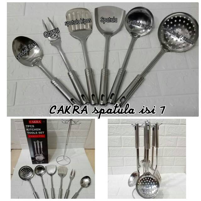 Alat Masak Spatula Set 7 Stainless Kitchen Tool Set 7 Pcs Stainless  Spatula Set Sutil COD