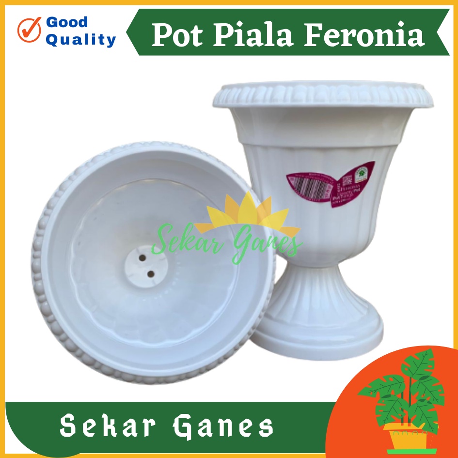 Pot Piala Green Leaf Feronia 6152 Putih Pot Piala Tinggi Putih Plastik hitam pendek 50 - Pot bunga tanaman piala feronia putih 18cm - PIALA MINI 6152