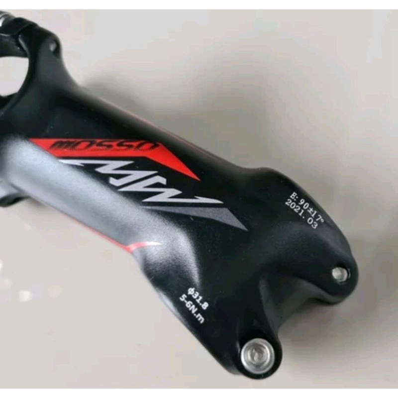 Stem Mosso Super Light Panjang 90 x 31.8 MM Angle 17 Derajat Black Red - 9 Cm  Alumunium Ringan 9cm merah hitam cocok sepeda mtb roadbike balap road bike dll