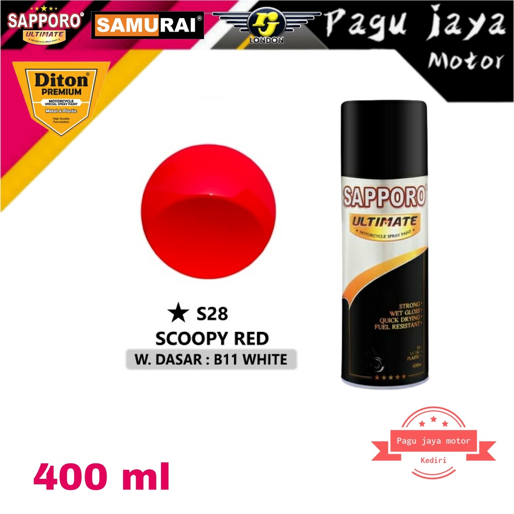 SAPPORO ULTIMATE S28* SCOOPY RED 400ml pilox pilok cat semprot spray paint