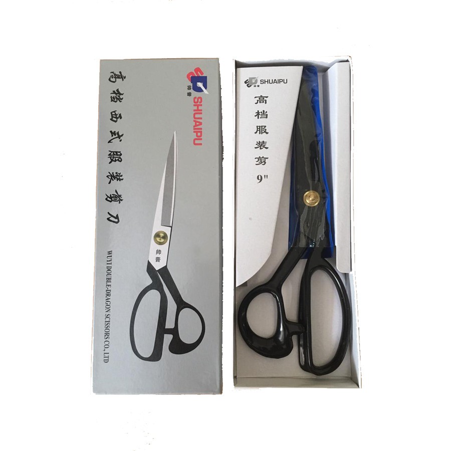 Gunting Kain Shuaipu 9&quot; Gunting Bahan Jahit Tailor Shears 9 inch Baja Hitam Tailoring Scissors