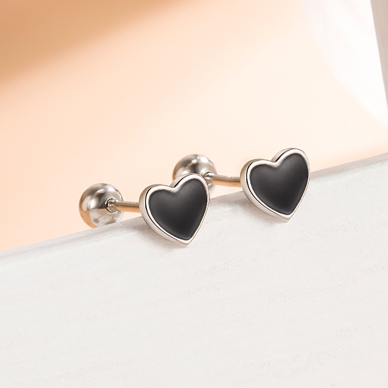 Anting S925 Silver Bentuk Daun Clover Warna Hitam Untuk Wanita