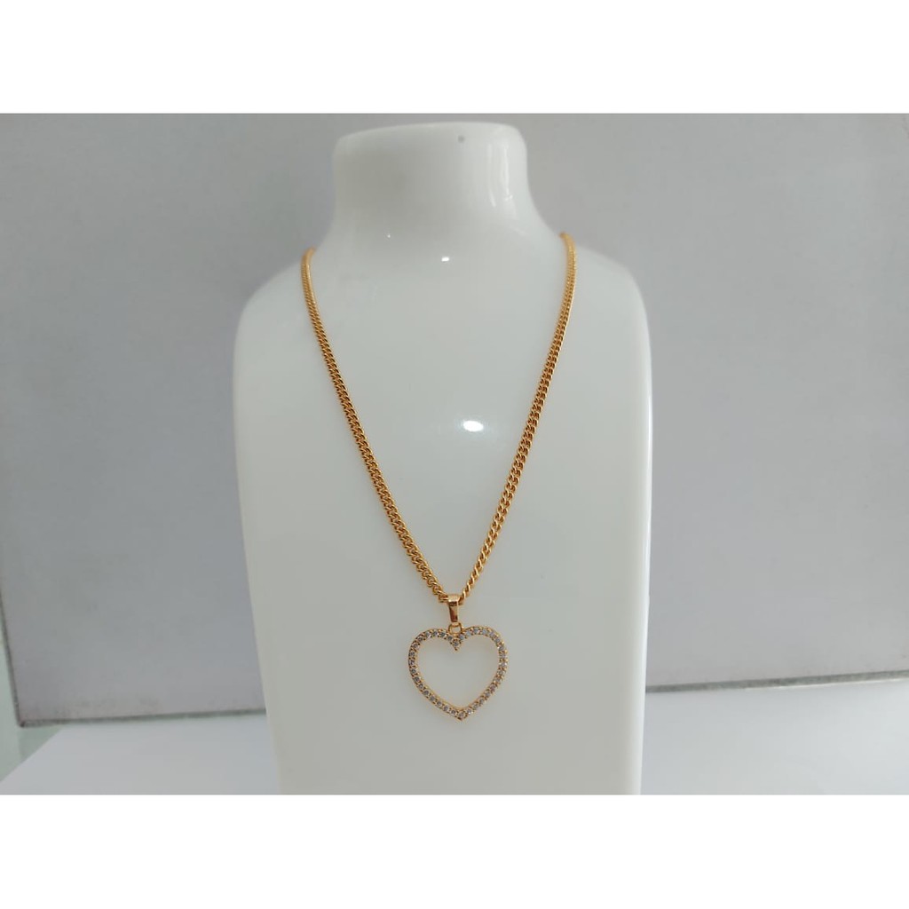 Kalung Tembaga Lapis Emas Liontin Love Mata