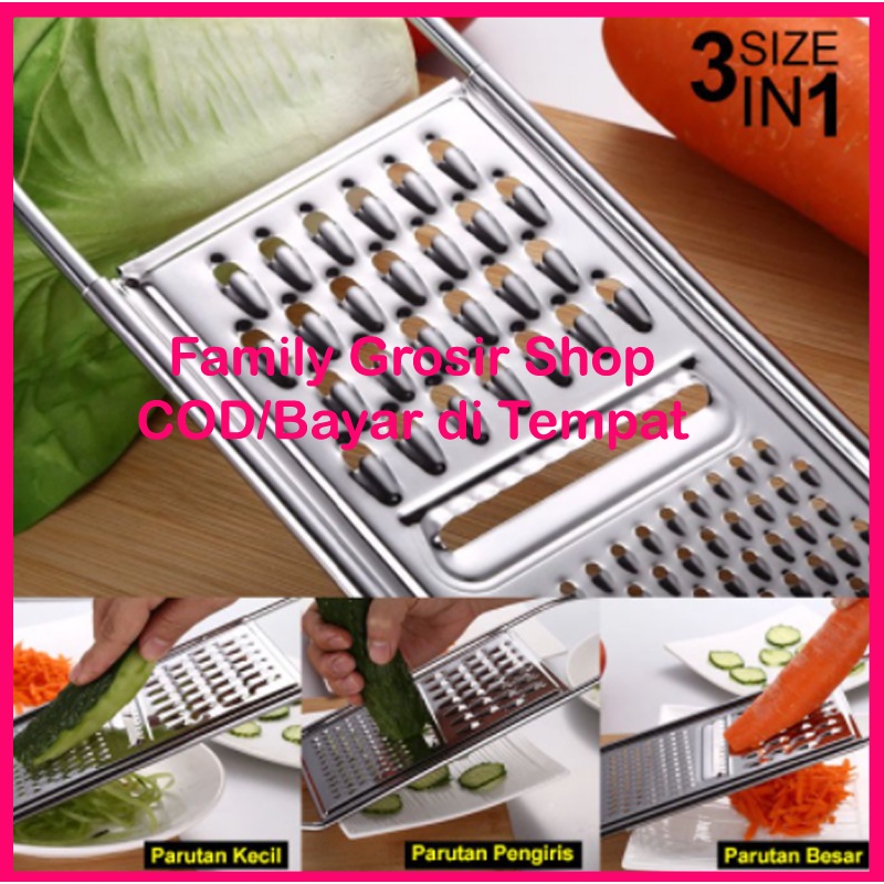 Parutan keju 3in1 Stainless Steel, Sayur, kentang, bawang dll