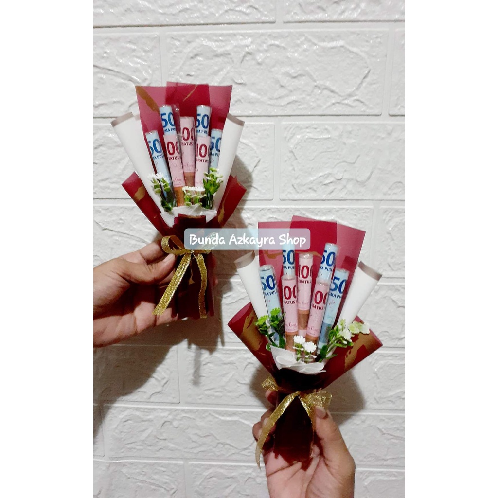 Money bouquet 7 lembar/Money bouquet mini/Buket uang asli/Hadiah ulang tahun/Kado anniversary/Buket 