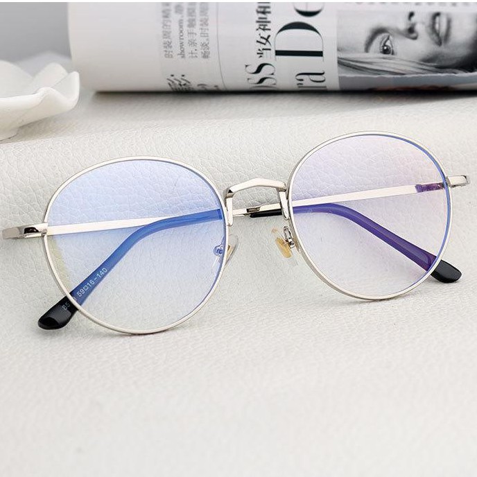 ✅COD [BBS] Kacamata Oval Korea Retro Pria dan Wanita-Anti Radiasi-Silver