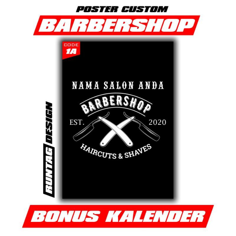 

poster gratis kalender barbershop logo custom (minimal order 5 pcs)