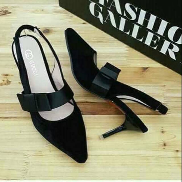 (COD) DIVISHOES HEEL 5cm PITA PD306 (REALPICT GESER) MERAH dan HITAM