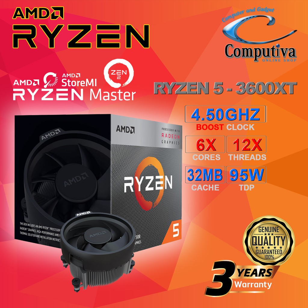 AMD RYZEN 5 3600XT BOX (AM4, 3.80-4.50GHZ, 32MB)