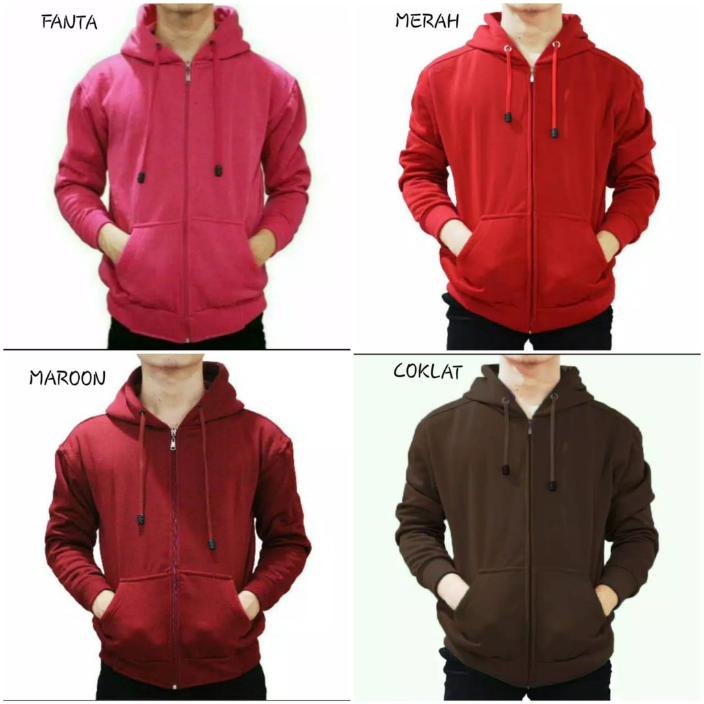 JAKET HOODIE UNISEX ( PRIA/WANITA ) ZIPER COKLAT