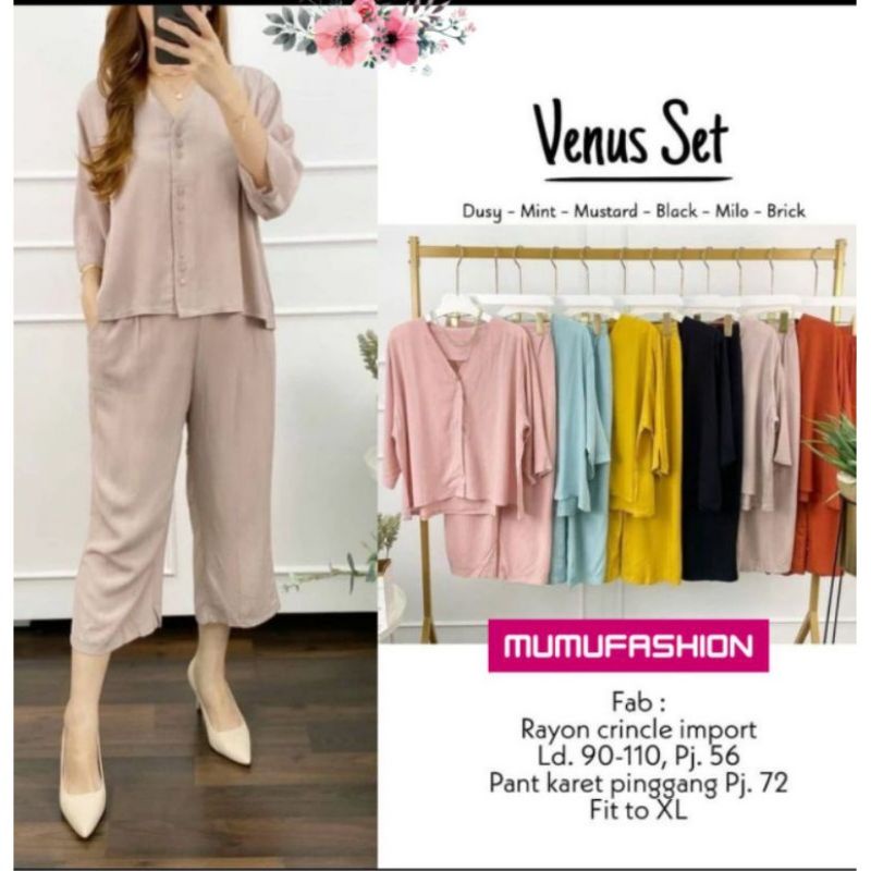 venus set cringkle premium setelan wanita polos busui