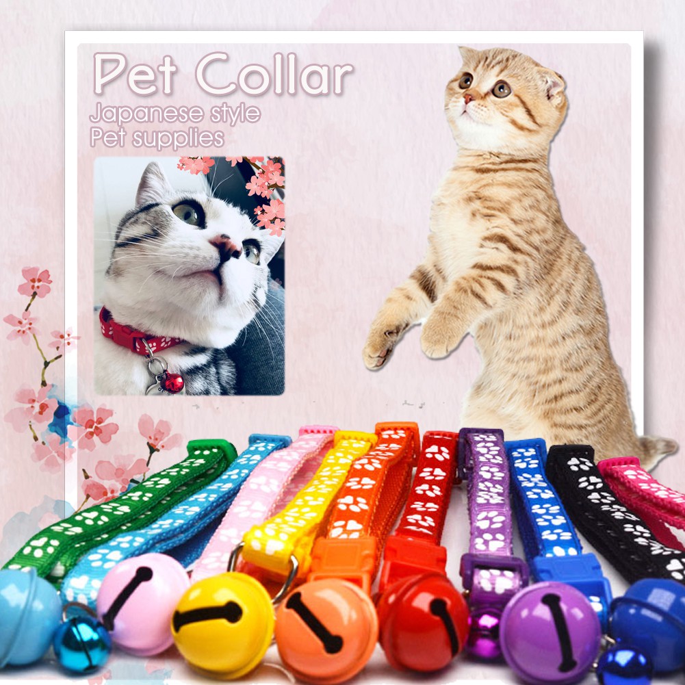 (Ready Stock) Kalung Hewan Peliharaan Dengan Lonceng Bisa Disesuaikan Untuk Anjing/Kucing Kecil