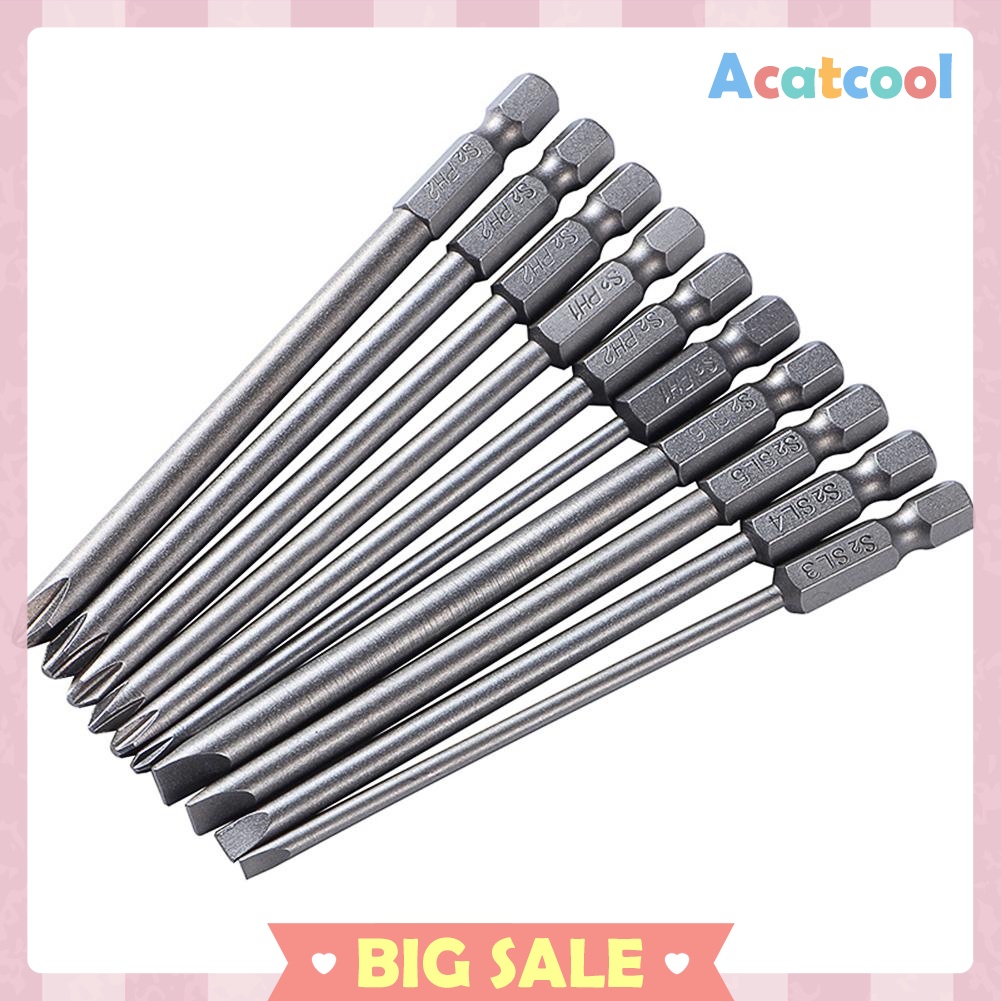 10pcs/set S2 Steel Slotted Phillips Head Batch Electric Screwdriver Bits