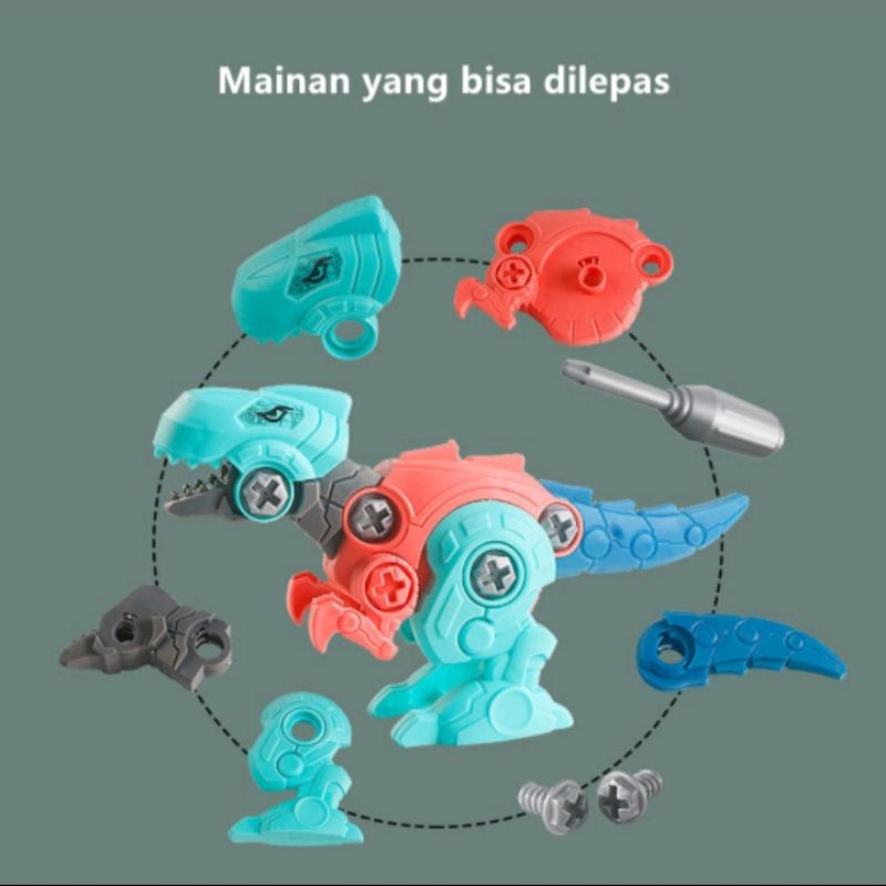 MAINAN ANAK ROBOT DINOSAURUS RAKIT/DINO RAKIT/DINO BONGKAR PASANG