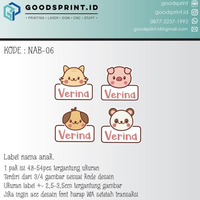 

(BISA COD) sticker label nama anak gambar kucning / panda / anjing / babi - NAB06 BERGARANSI Kode 723