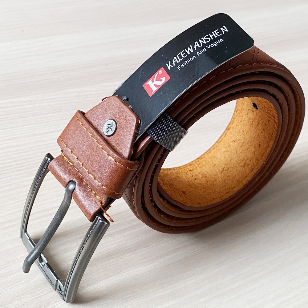 SHOPEE 6.6 SUPER SALE!! Ikat Pinggang Pria Gesper Sabuk Pria Ikat Pinggang Kulit Pria Import Men Belt K101 Brown