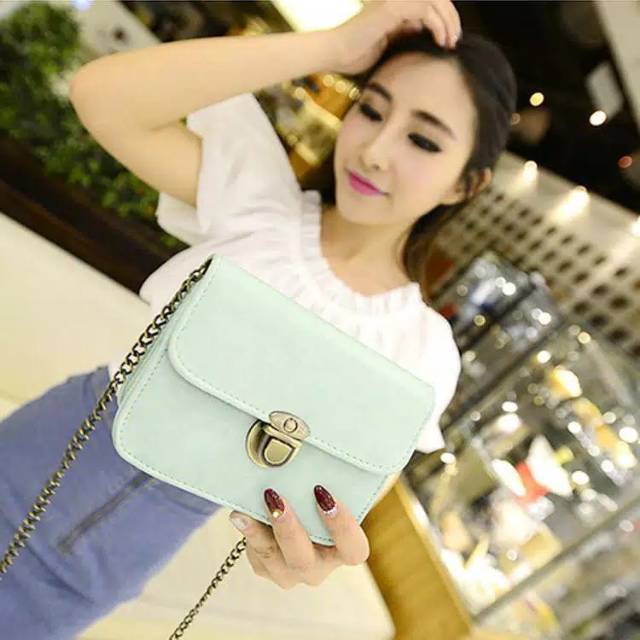 BV• TS243 Tas pundak mini retro retro packet chain mini shoulder bag tas import grosir COD