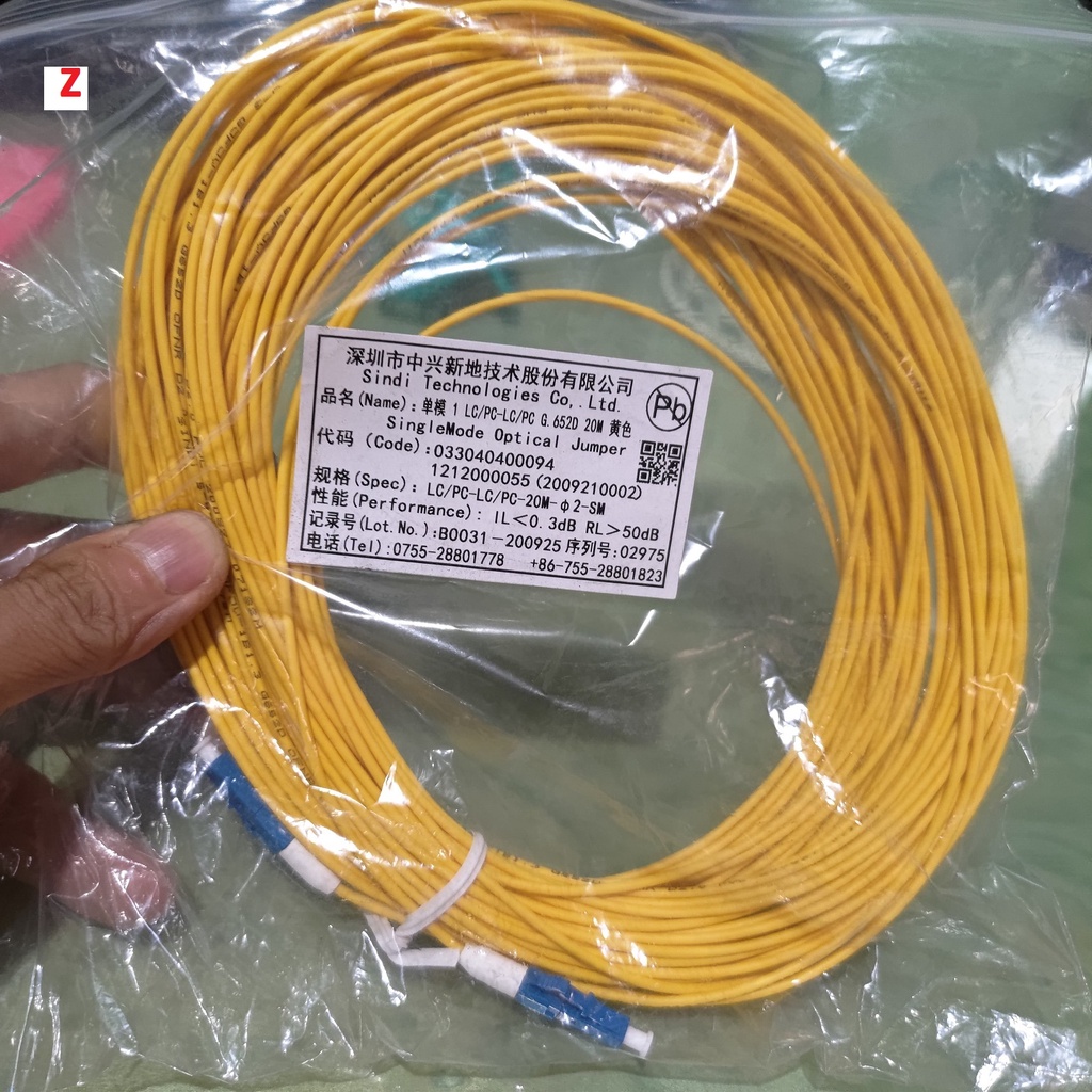 Patch Cord Fiber Optic 20m SM SX LC UPC Kabel Cable FO 20 meter Z