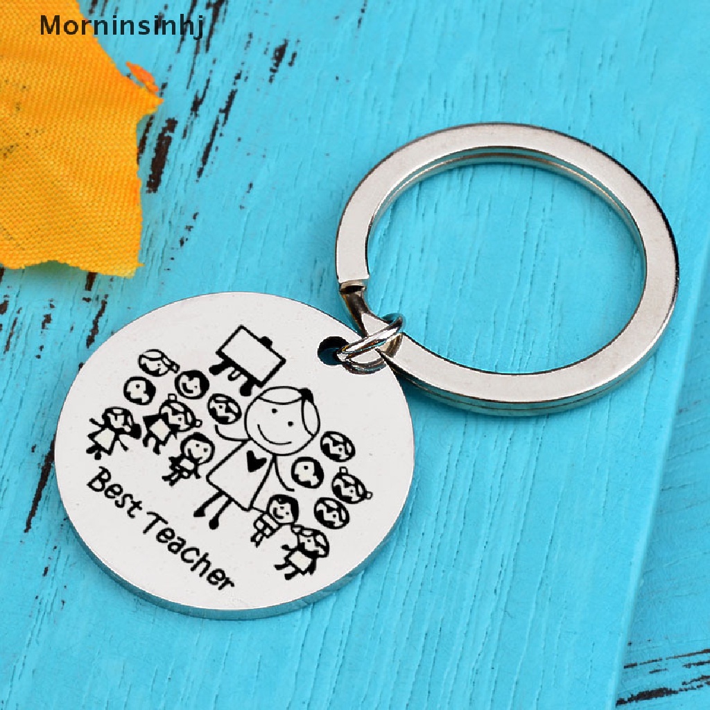 Mornin Stainless Steel Hari Guru Gantungan Kunci Kartun Potret Keyring Perhiasan Hadiah id