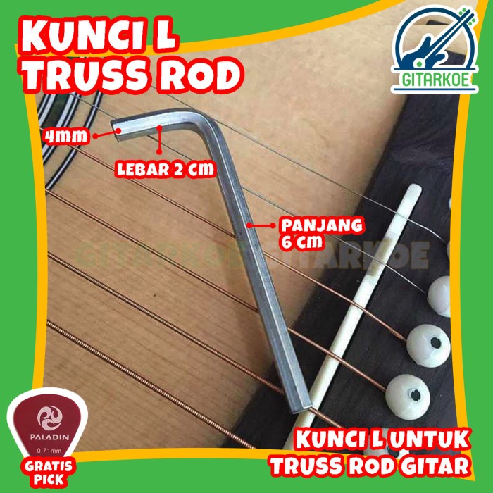 Kunci L Wrench Besi Truss Rod Trussrod Pelurus Neck Gitar Tool