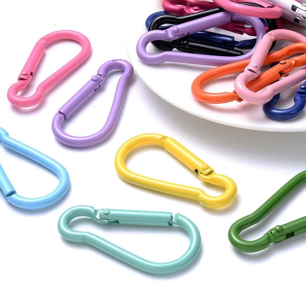 Lanfy Carabiner Hook Warna-Warni 5pcs/Lot Membuat Logam Perhiasan Camping 45x24mm Gantungan Kunci Klip