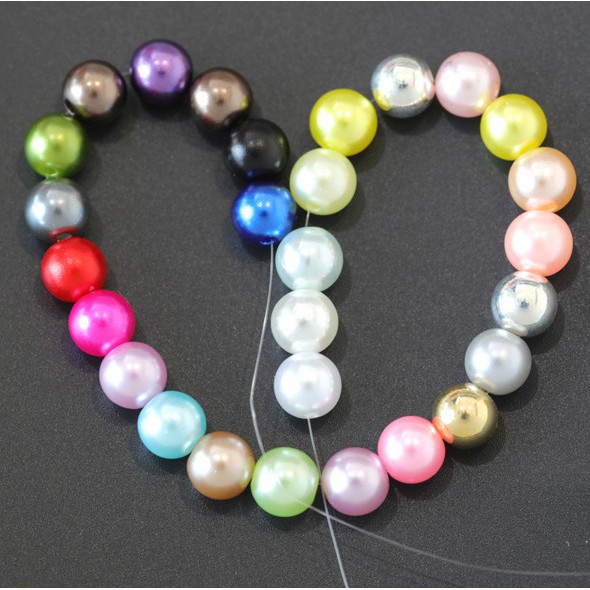 Manik-Manik Mutiara Imitasi Bahan Plastik ABS Ukuran 4 / 6 / 8MM Untuk Membuat Perhiasan DIY