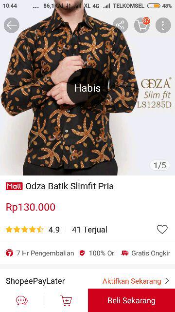 Odza Batik Slimfit Pria Lengan Panjang Modern Hem Saniva