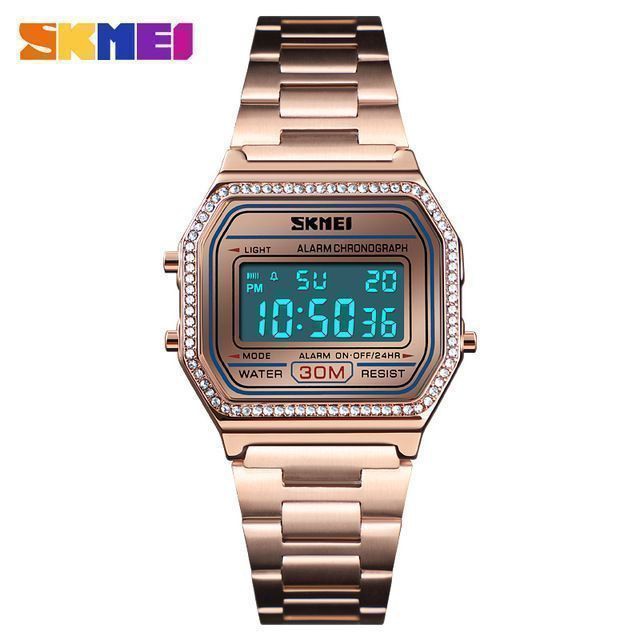 SKMEI 1474 Jam Tangan Wanita Digital Tali Stainless WATCHKITE WKOS