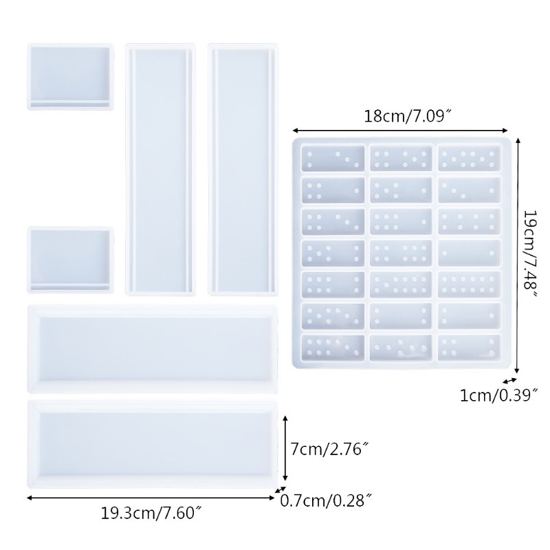 Glitter Dominoes Epoxy Resin Mold Dominoes Storage Box Jewelry Case Holder Casting Silicone Mould DIY CraftsDomino Tiles Tool