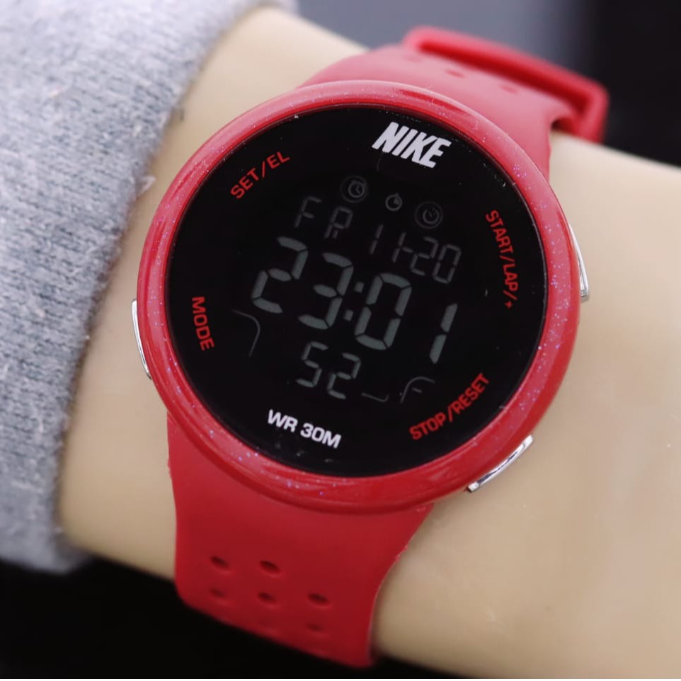 JAM TANGAN PRIA NIKE RUBBER BULAT DIGITAL DIAMETER 4,5 CM (ADA 7 WARNA)