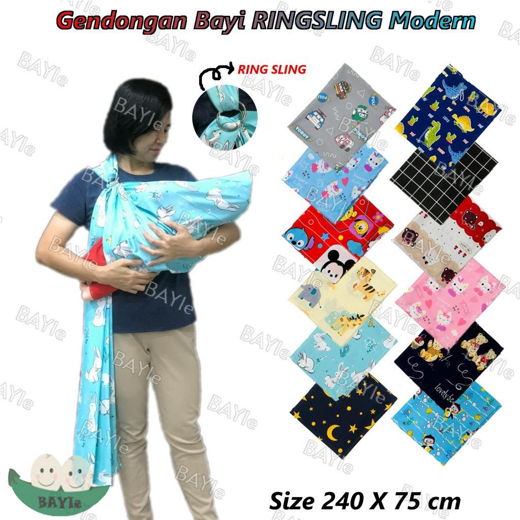 BAYIe - Gendongan Bayi RINGSLING Jarik Modern Selendang Multifungsi Gendongan Samping/Depan Motif POLKADOT/POLOS Size 75x240 cm