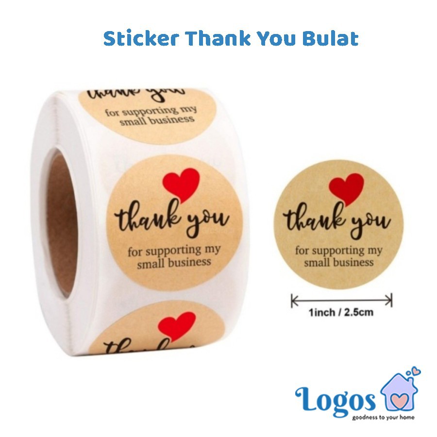 Sticker Thank you Bulat stiker terima kasih packaging hampers gift tag
