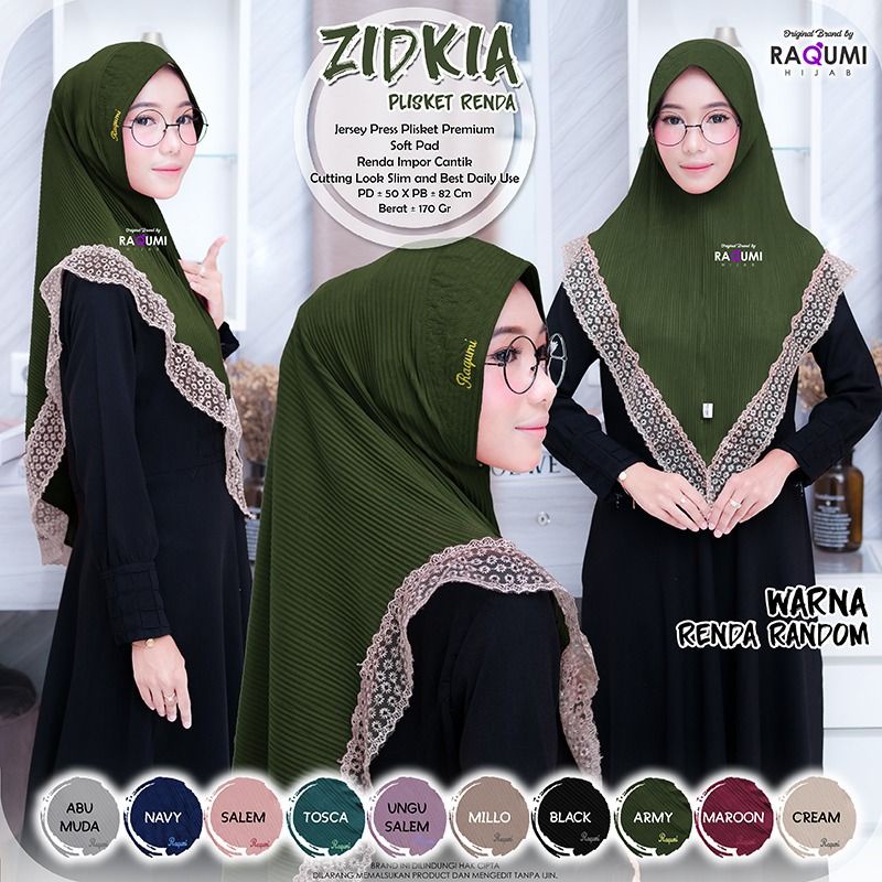 ZIDKIA RAQUMI DAILY HIJAB RENDA PREMIUM HIJAB RENDA JILBAB PESTA JILBAB KONDANGAN desta salem sunny 