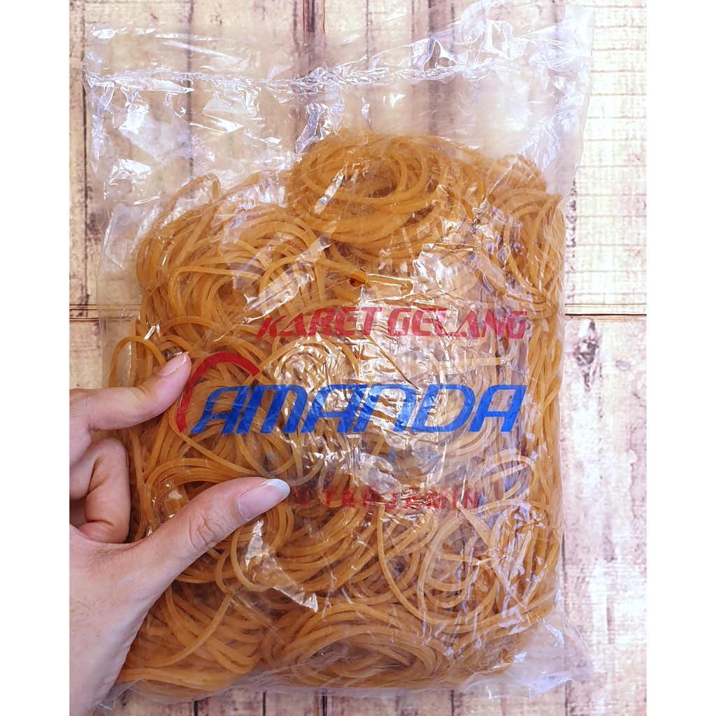 1 Pak Karet Gelang Kuning Diameter 40mm - Rubber Bands Merk Amanda 400 gram