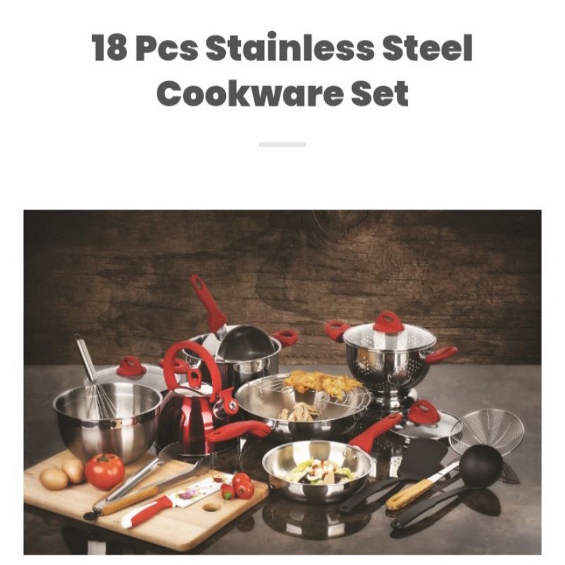 Supra Rosemary set 18 pcs. Panci, Wajan, Panci susu,Teko,Sangku Nasi, Mixing Bowl,Whisk, Skimer, Pis