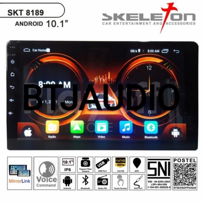 Head Unit Tape Mobil Double Din Skeleton Android Os 9.0 Layar 10 Inch
