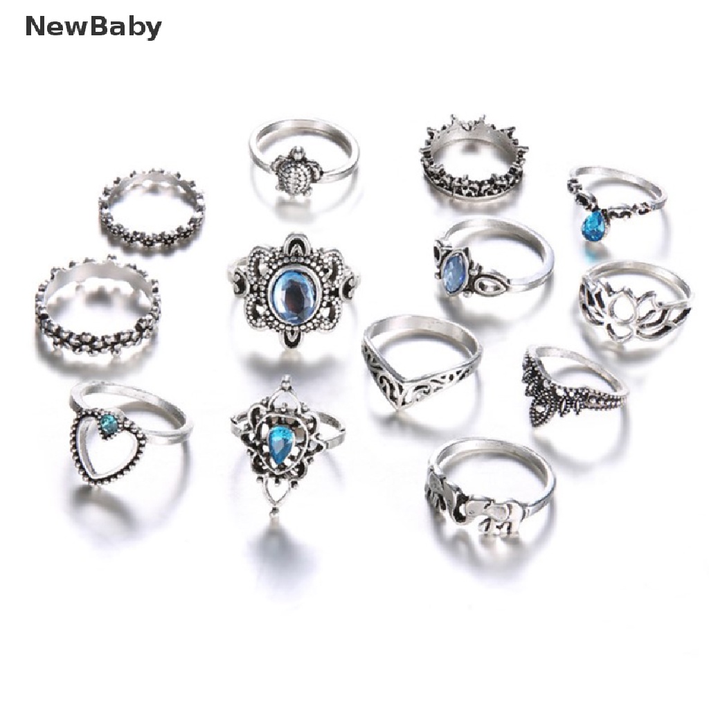 13pcs / Set Cincin Aneka Desain Gaya Punk Untuk Wanita