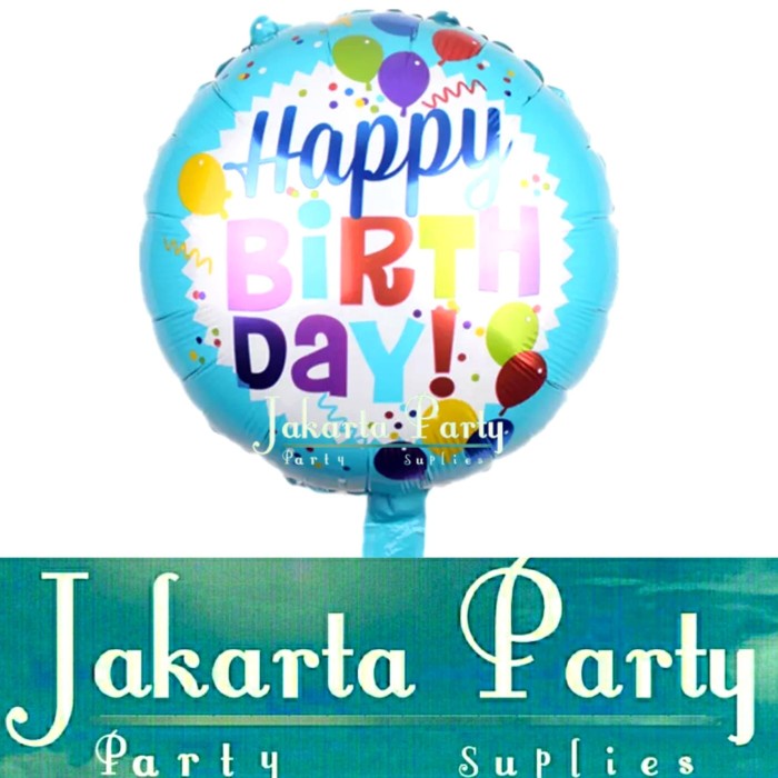 Balon Bulat HBD #8 / Balon Foil Happy Birthday / Balon Motif HBD