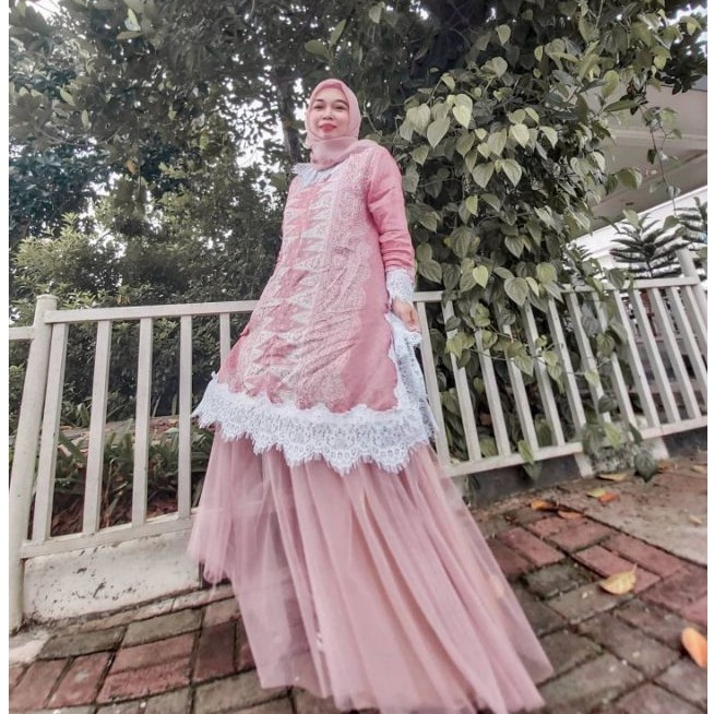 Tunik Set Batik Premium - Gayatri Set Aluna Tutu Skirt Pink