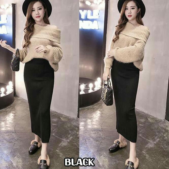 Rok span rajut - rok rajut - pencil skirt - rok knit - rok rajut korea panjang - span korea - rok ra