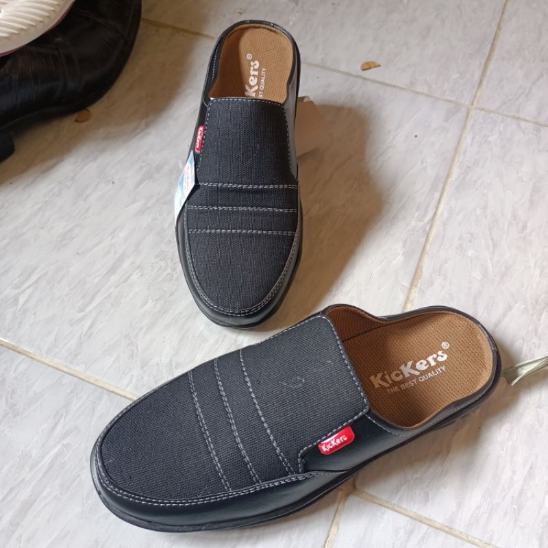 sepatu sandal selop kasual sandal selop warna hitam